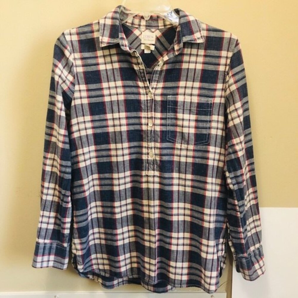 J. Crew Homespun Popover Boy Fit Shirt in Women's Size XS